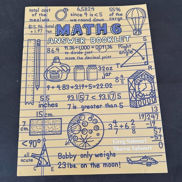 Teaching Textbooks Math 6 Answer Booklet Sabouri Like New - Picture 1 of 2